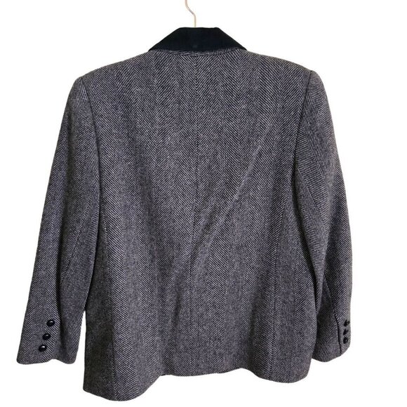Giorgio Sant Angelo Vintage Dark Academia Herringbone Wool Blazer Size 12 - Picture 2 of 6